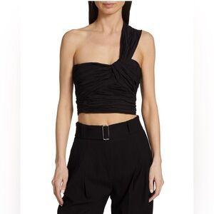 A.L.C. Black Apollo One Shoulder Crop Top